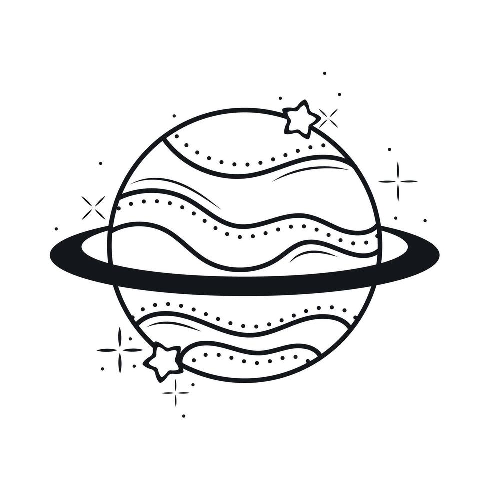 jupiter planet minimalist tattoo vector