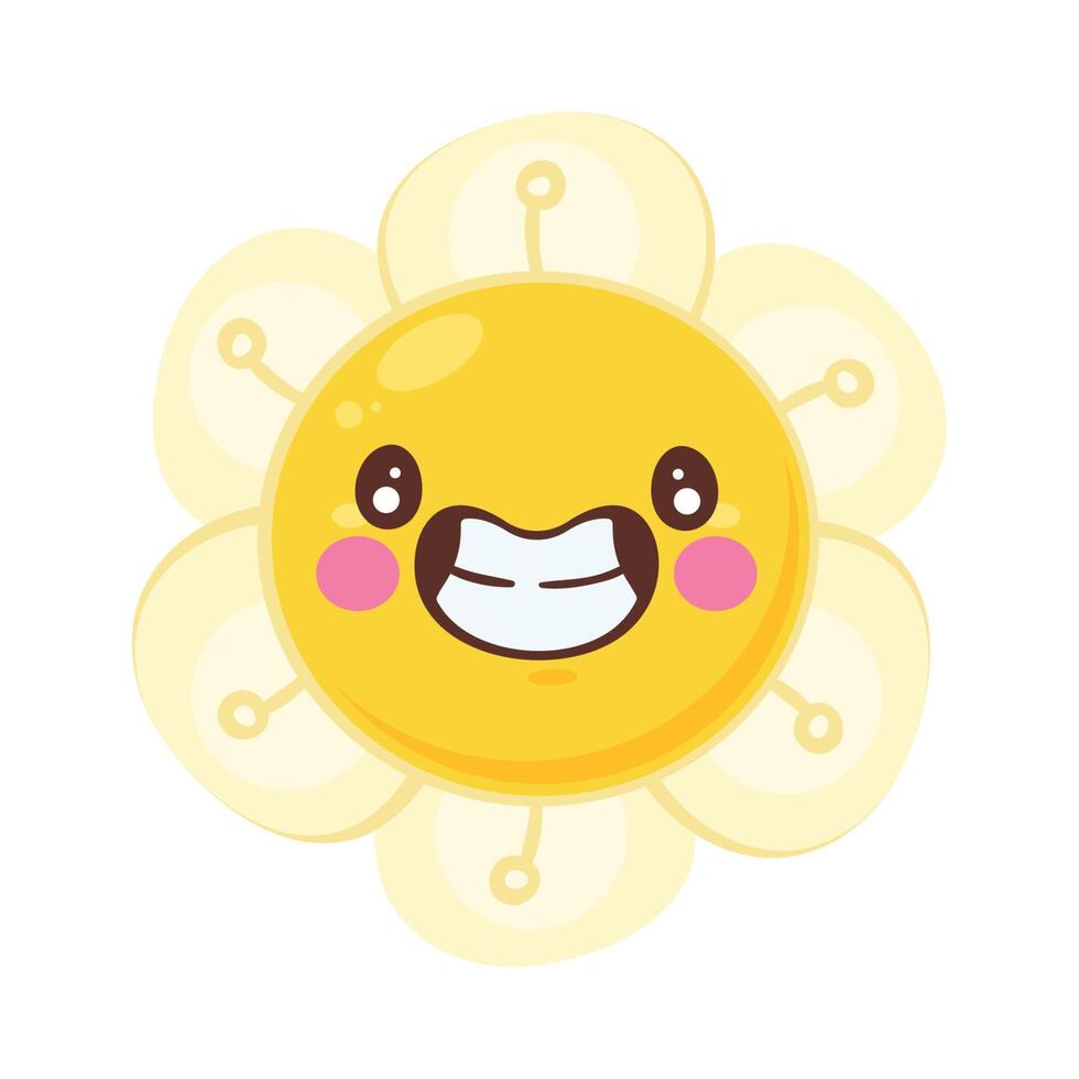 emoticono de flor feliz vector