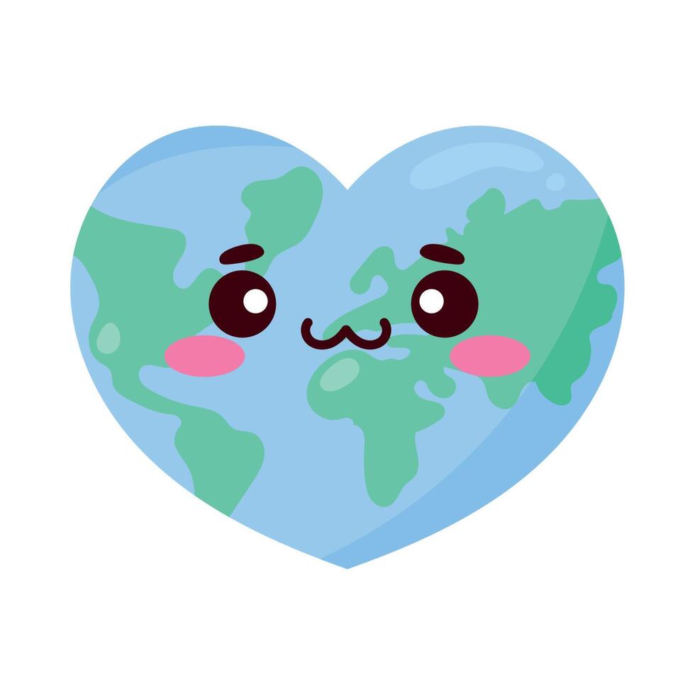 heart earth planet emoji vector