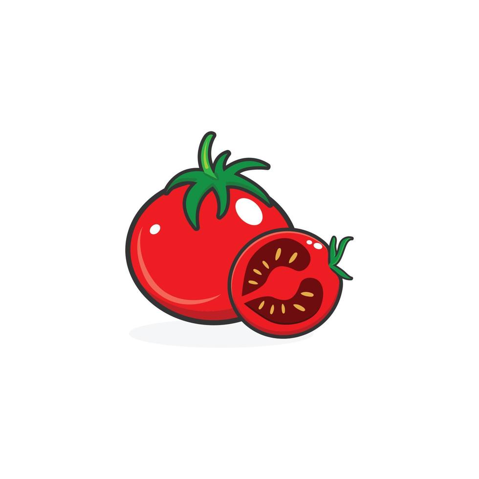 Red fresh tomato fruit design vector