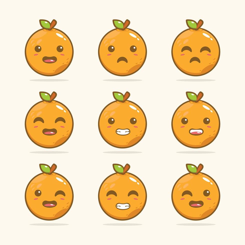 Cute kawai sweet orange fruit illustration design vector graphics