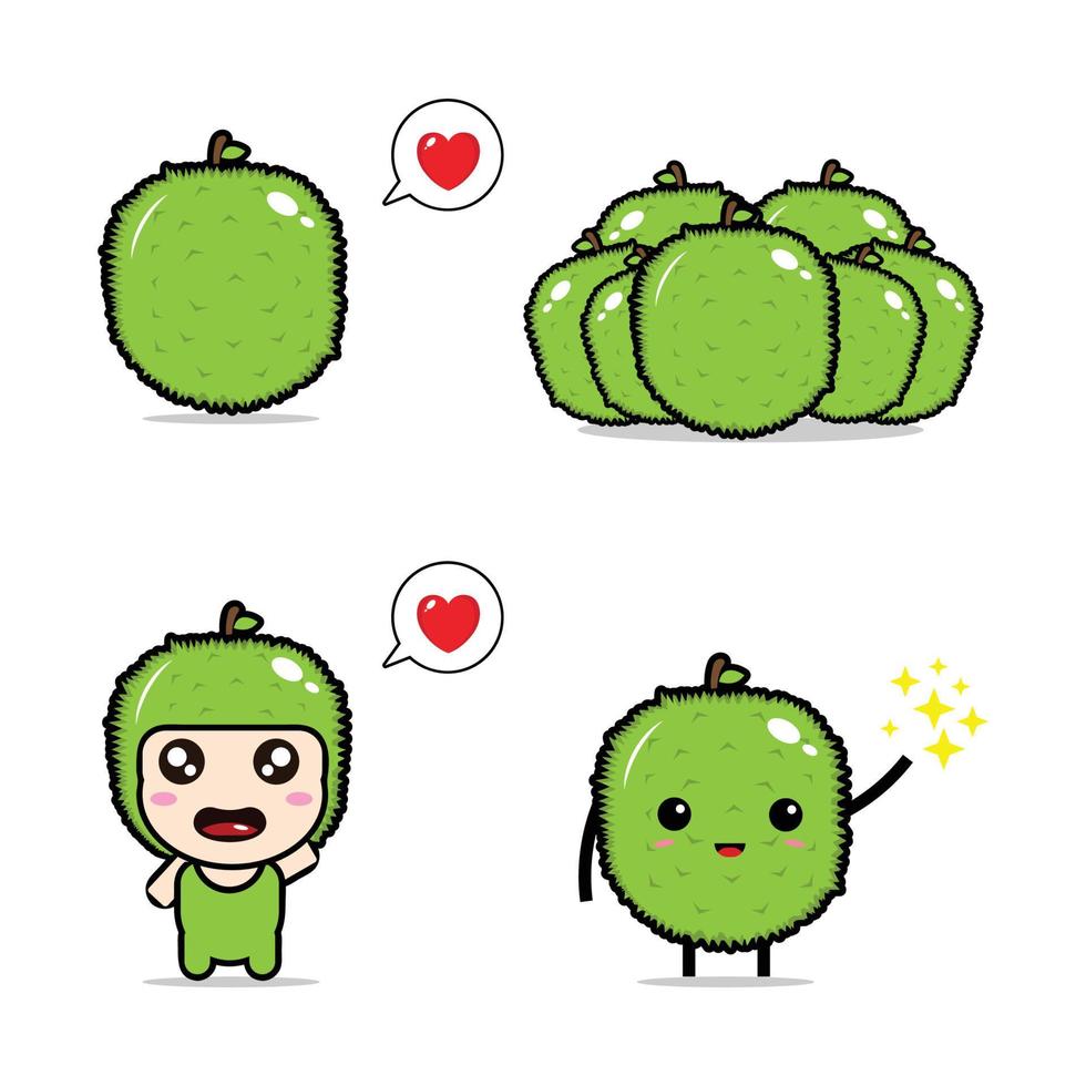 vector cute fresh and delicious durian fruit