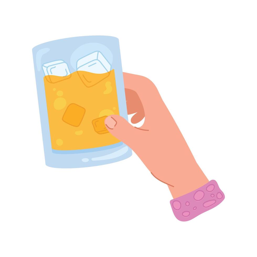 hand with whiskey drink vector