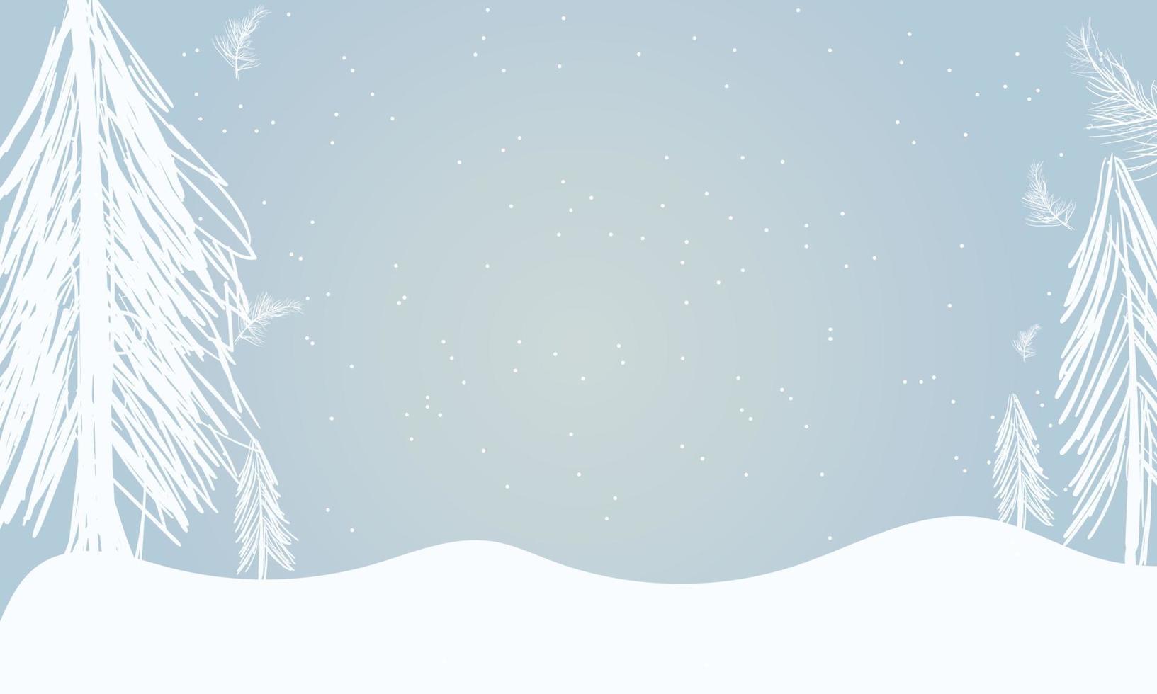 Winter bright background. Christmas landscape with snowdrifts and pine branches in the frost. vector