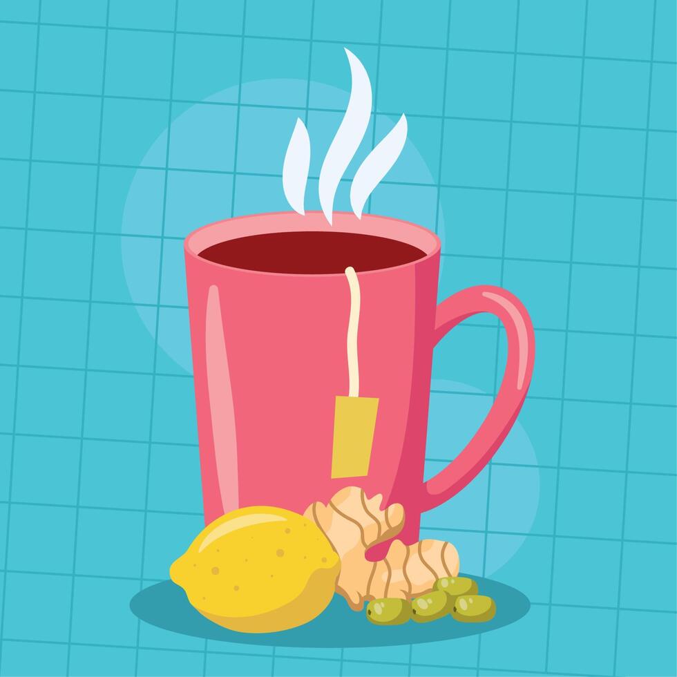home remedies hot herbal tea vector