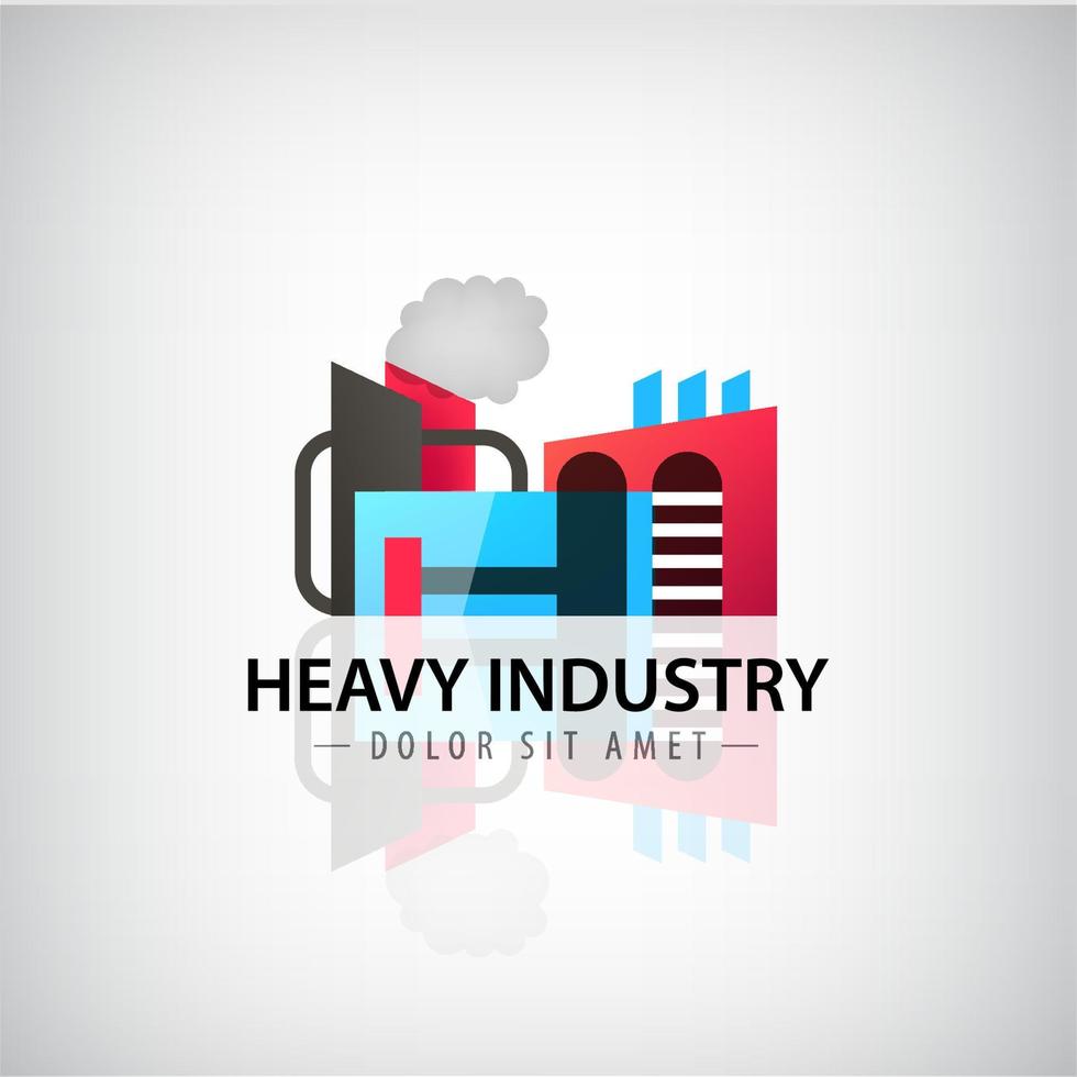 vector flat design buiding icon, logo, view, scene. Industry, factory