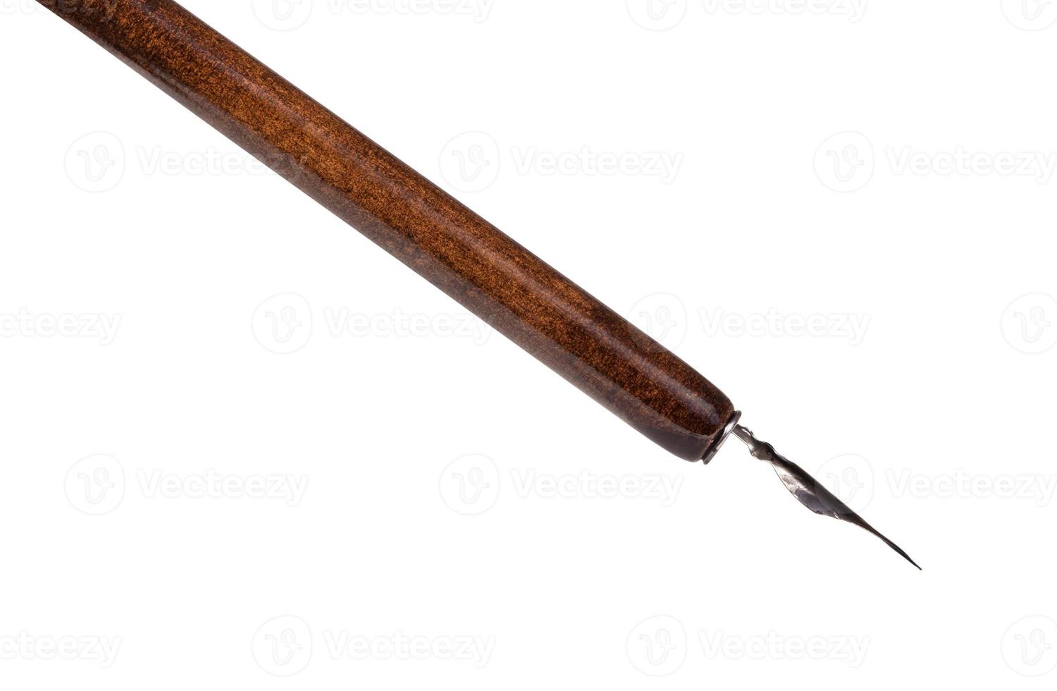 black painted nib in brown dip pen close up photo