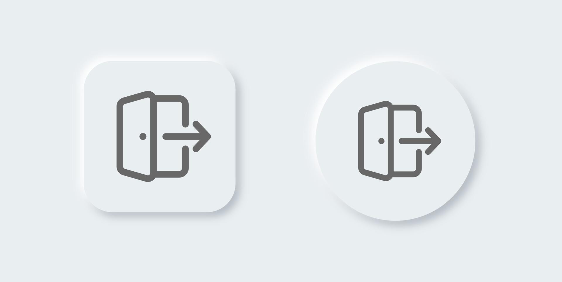 Log out line icon in neomorphic design style. Exit signs vector illustration.