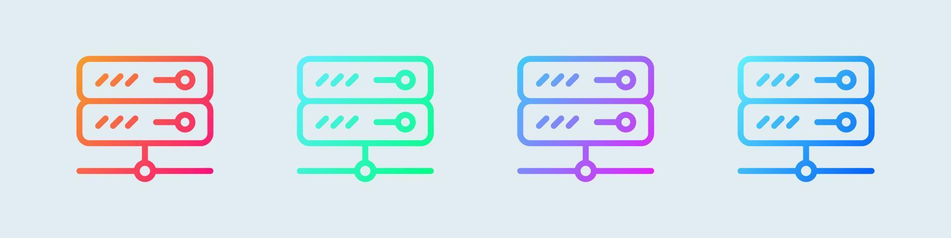 Server line icon in gradient colors. Database signs vector illustration.