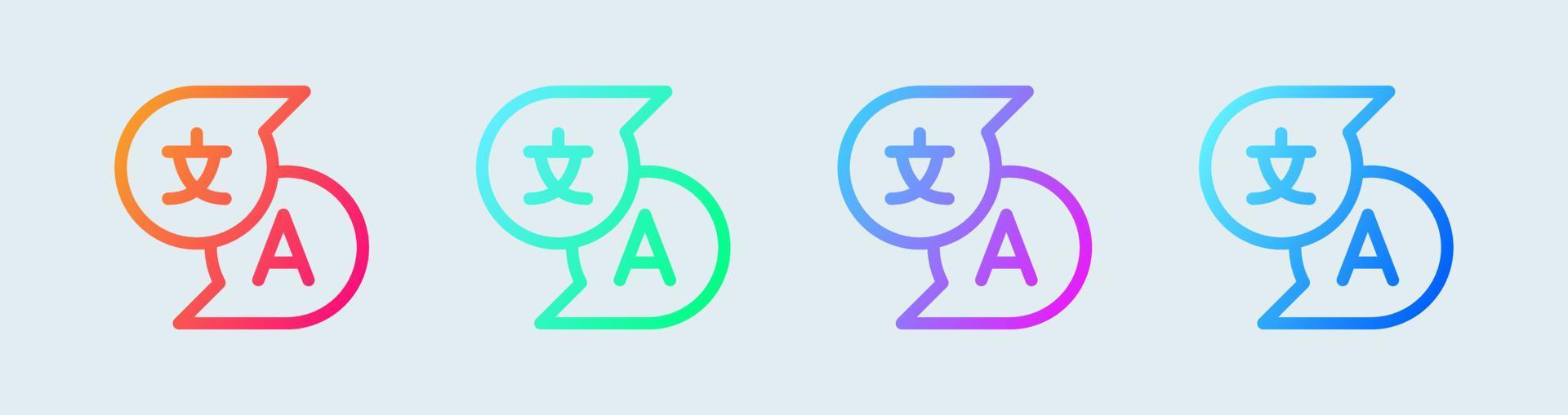 Translate line icon in gradient colors. Dictionary signs vector illustration.