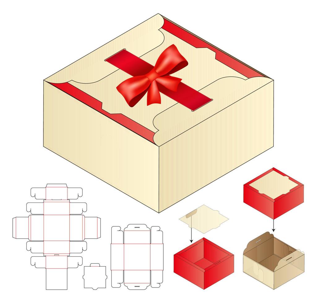 Box packaging die cut template design. 3d mock-up vector