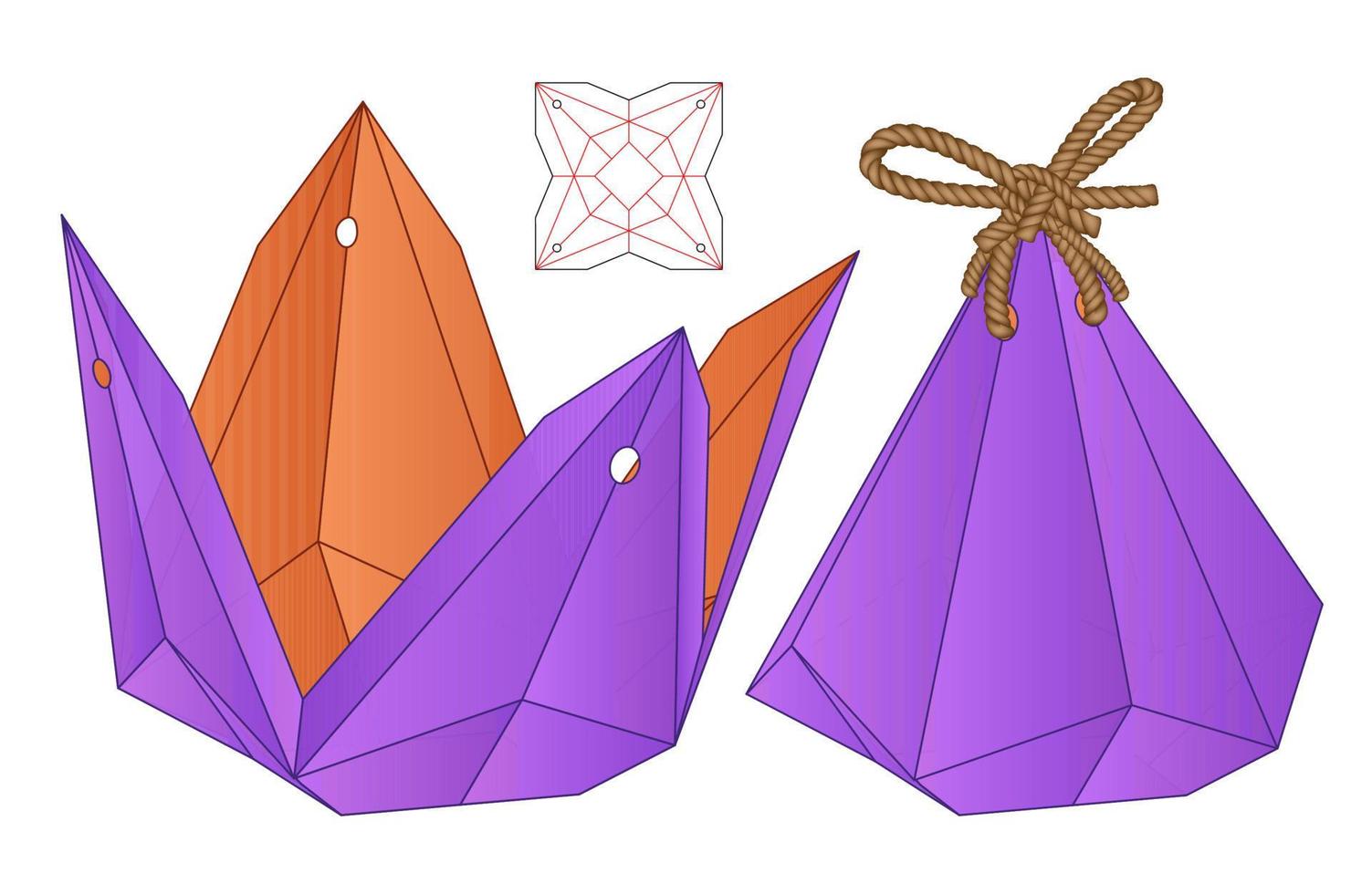 diseño de plantilla troquelada de embalaje de caja. Maqueta 3d vector