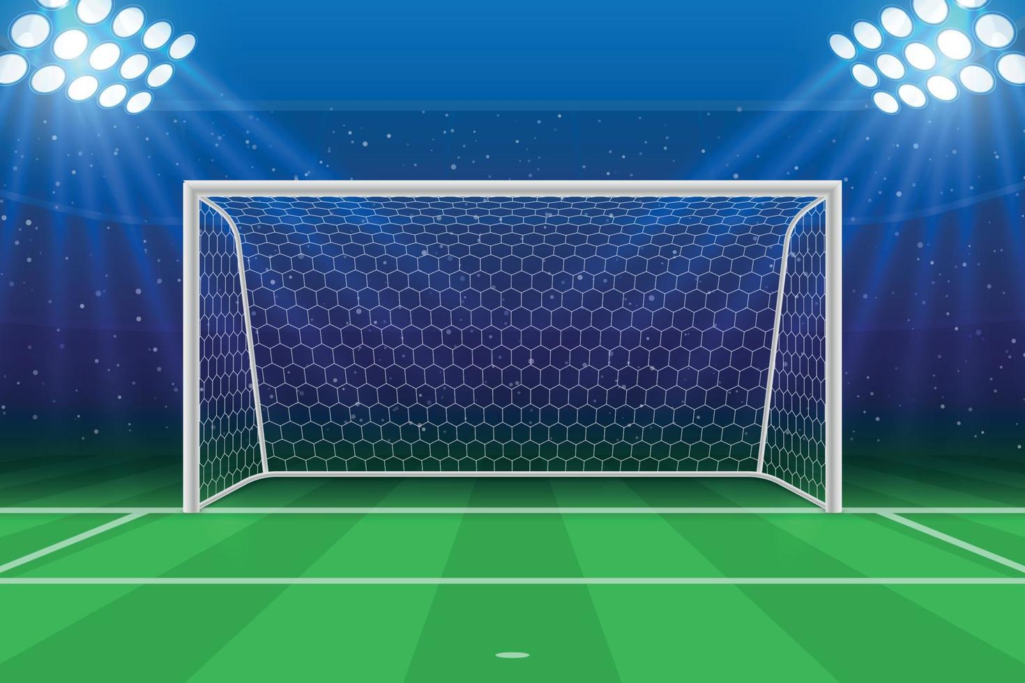 3d football stadium with soccer goal front view template for your design vector