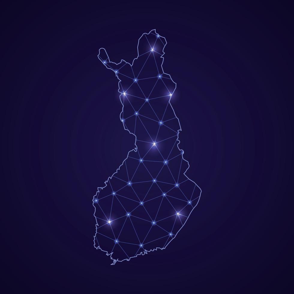 Digital network map of Finland. Abstract connect line and dot vector