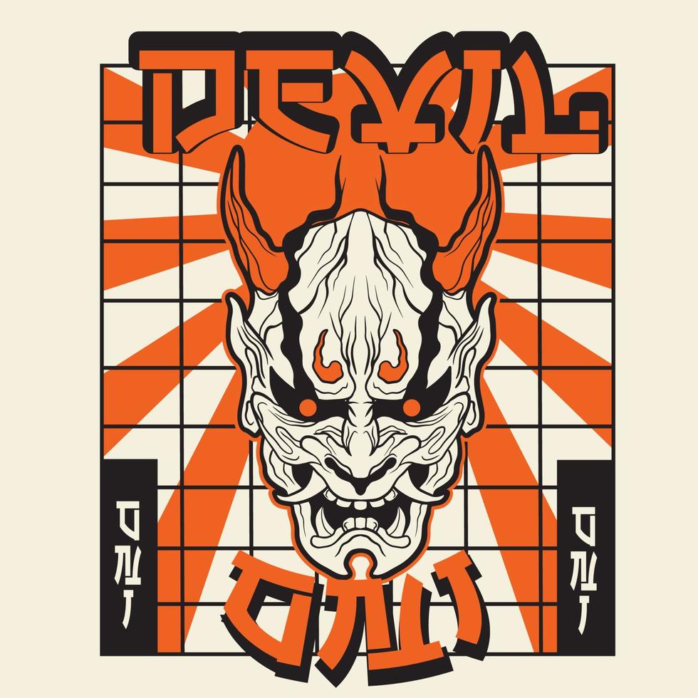 Oni japanese devil mask, Vector illustration