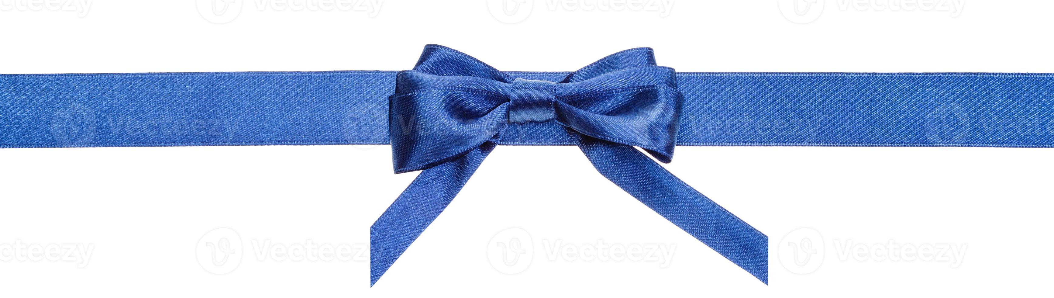 blue ribbon and real bow with vertical cut ends photo