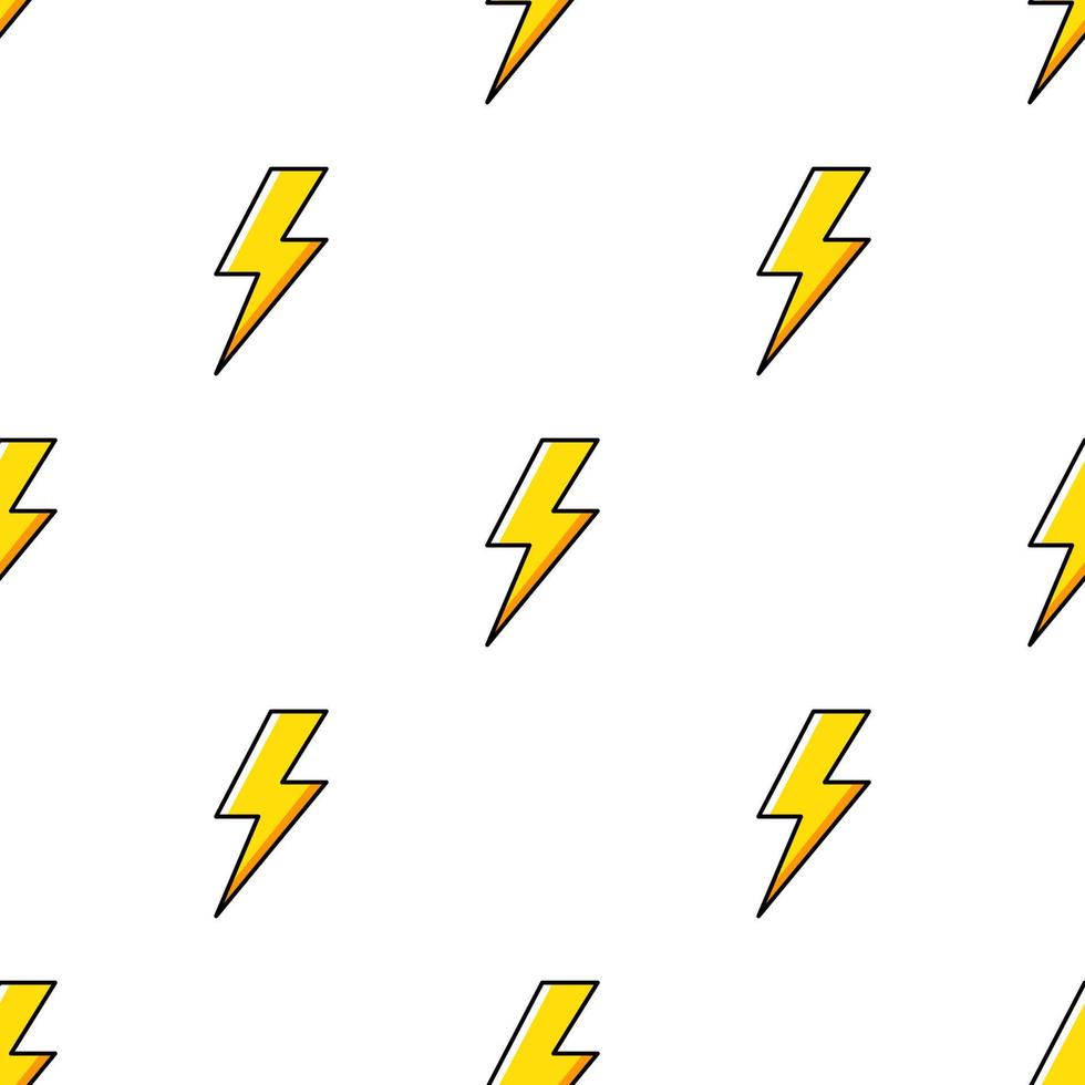 Seamless Pattern With Lightning. Flat Vector Illustration. For Printing On T Shirts And Other Purposes.