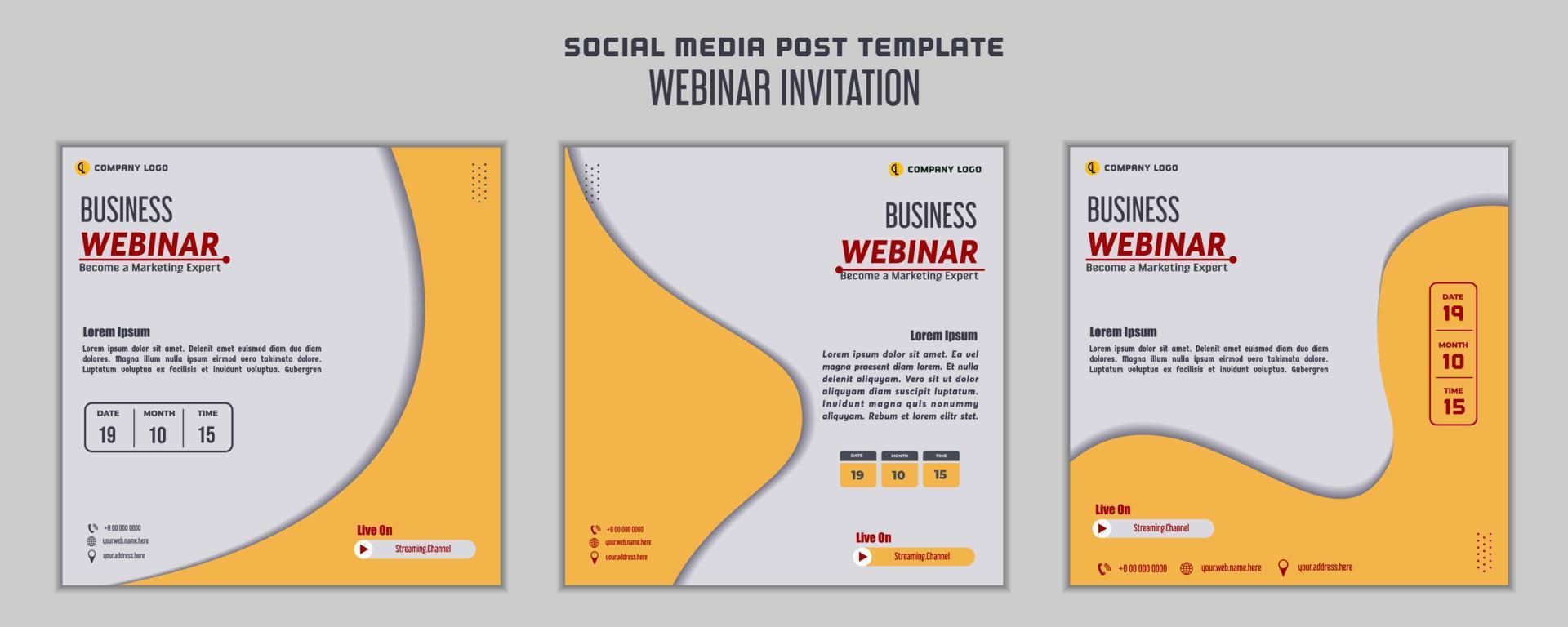 Social media post template modern design, for digital marketing online or  webinar invitation template vector