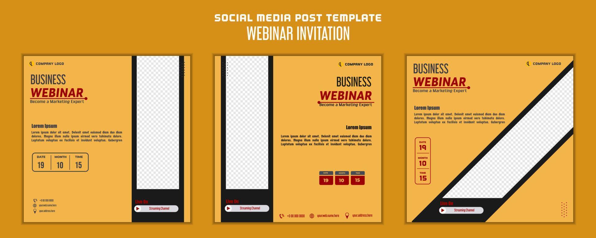 diseño moderno de plantilla de publicación en redes sociales, para marketing digital en línea o plantilla de invitación a seminario web vector