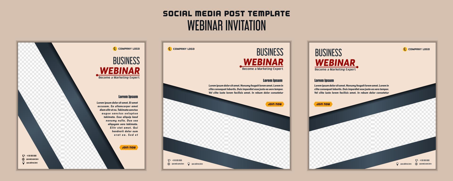 Social media post template modern design, for digital marketing online or  webinar invitation template vector