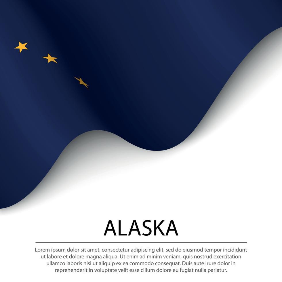 Waving flag of Alaska is a state of USA on white background. vector