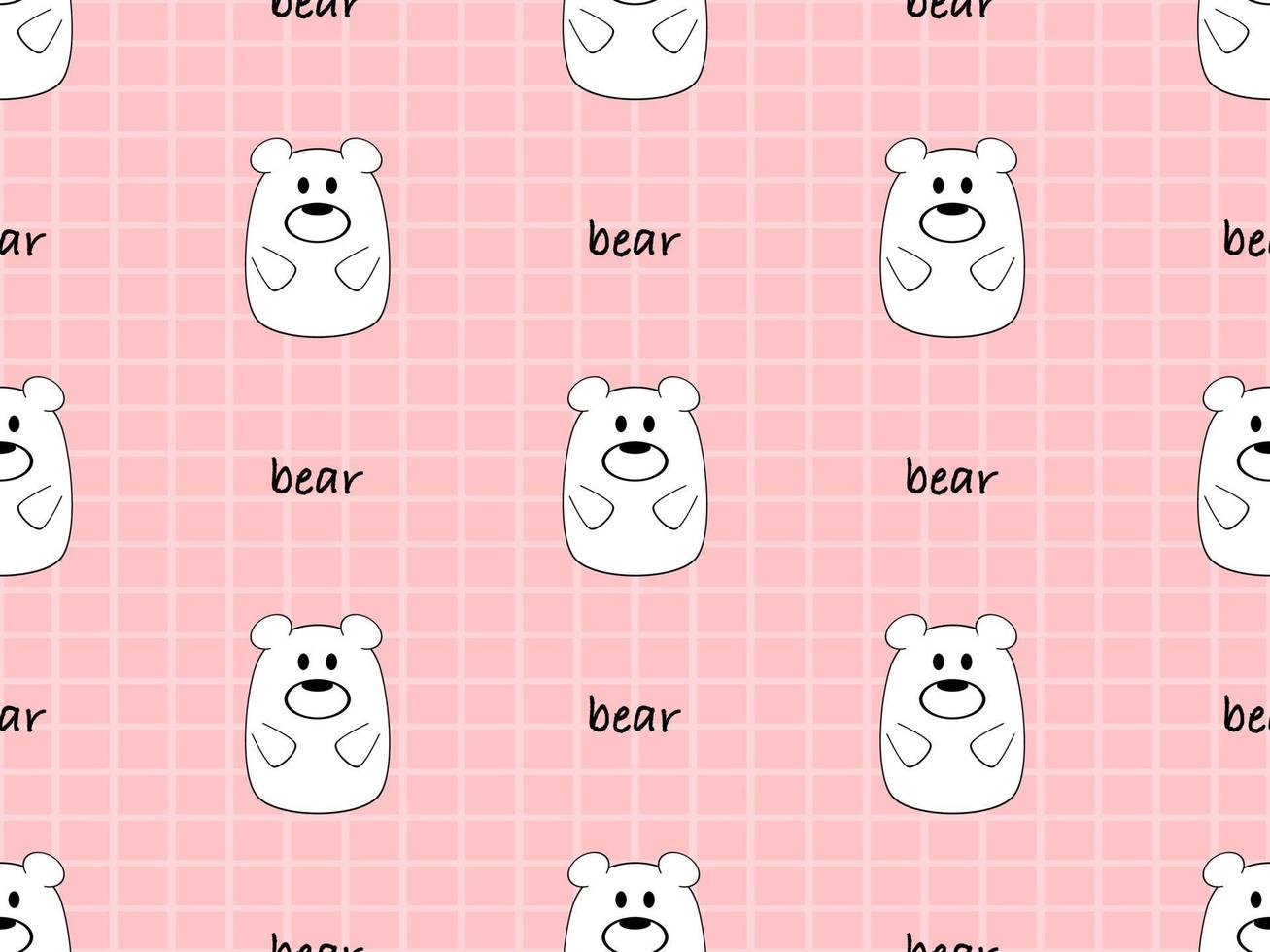 Bear cartoon character seamless pattern on pink background vector