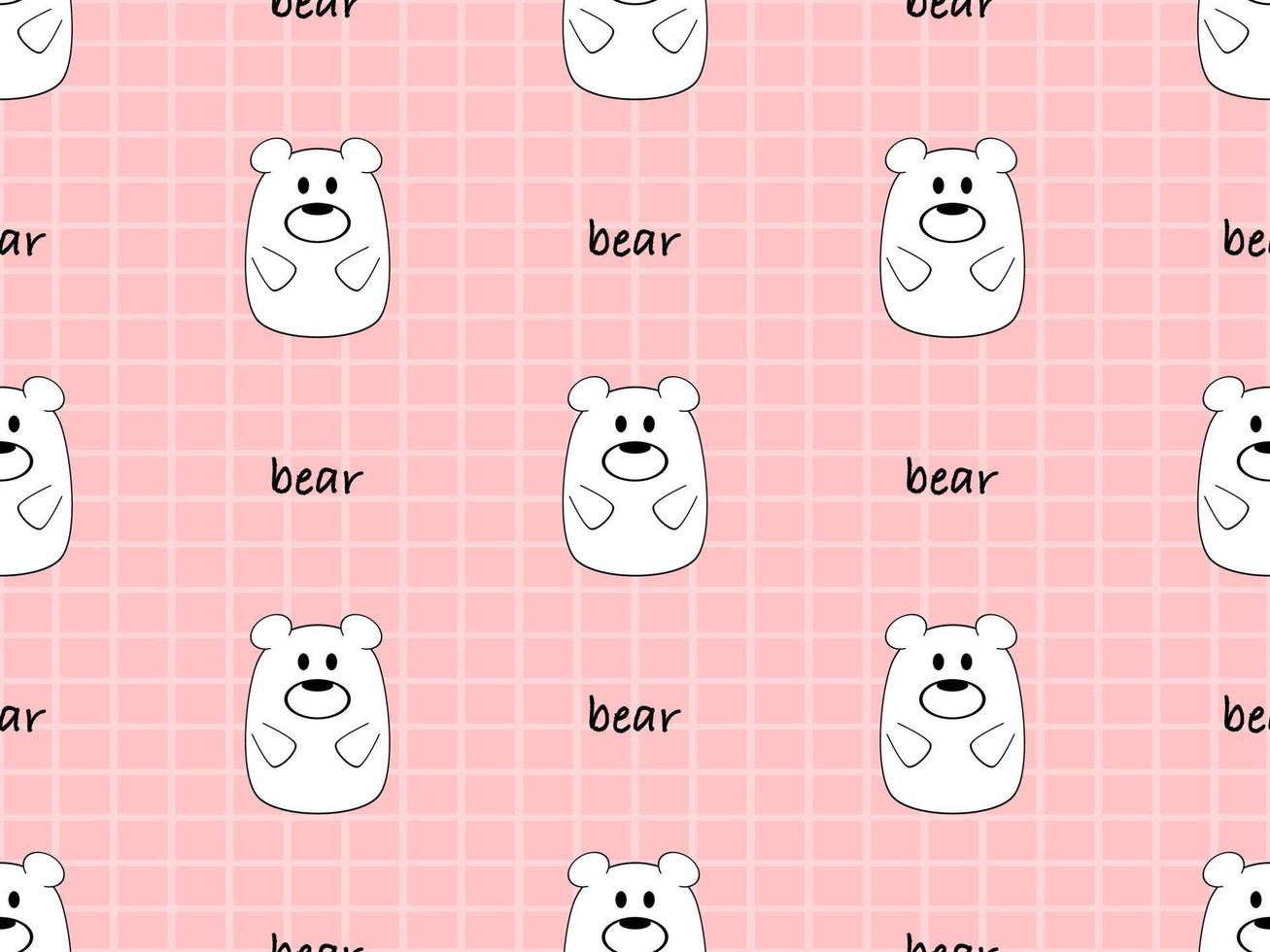 Bear cartoon character seamless pattern on pink background vector