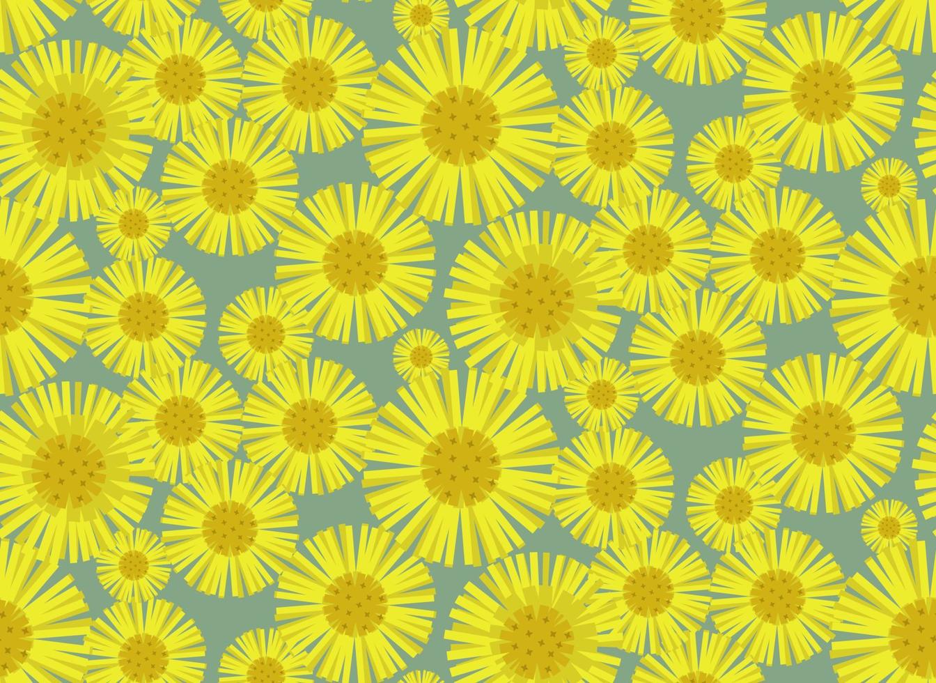 Seamless pattern with mother and stepmother. Texture with wildflowers in cartoon style. vector