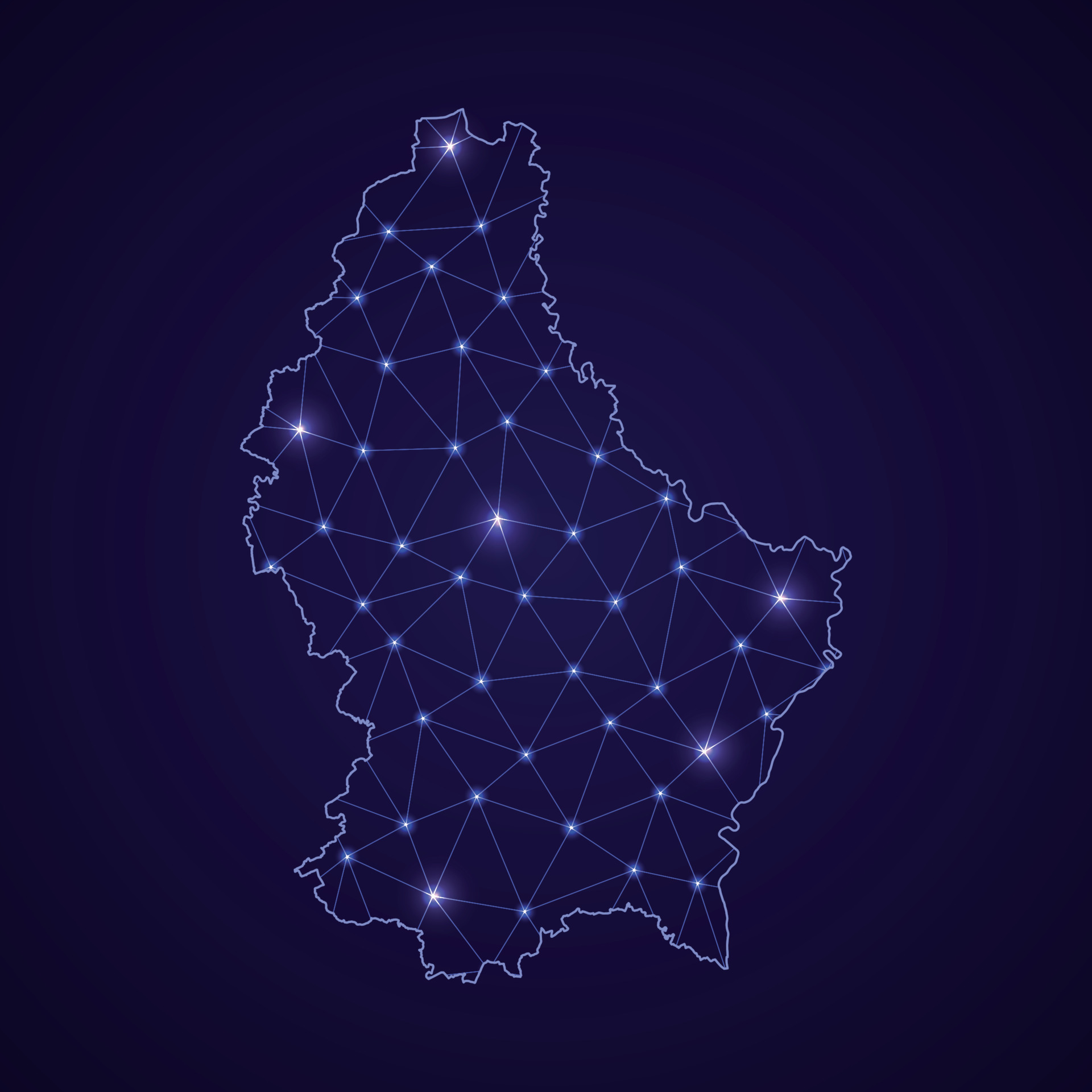 Digital network map of Luxembourg. Abstract connect line and dot