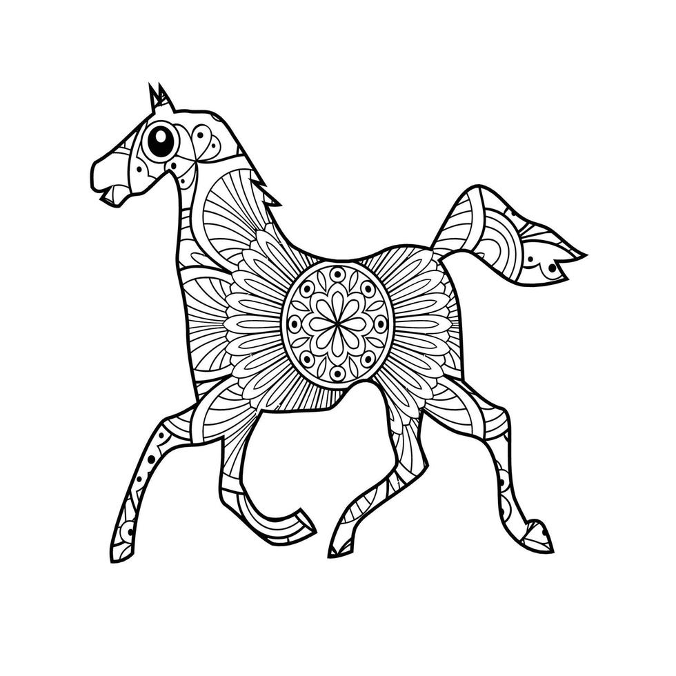 Horse coloring page 11443459 Vector Art at Vecteezy