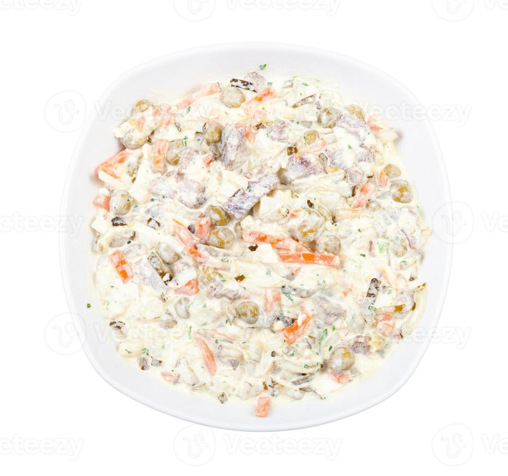 top view of portion of russian Olivier salad photo