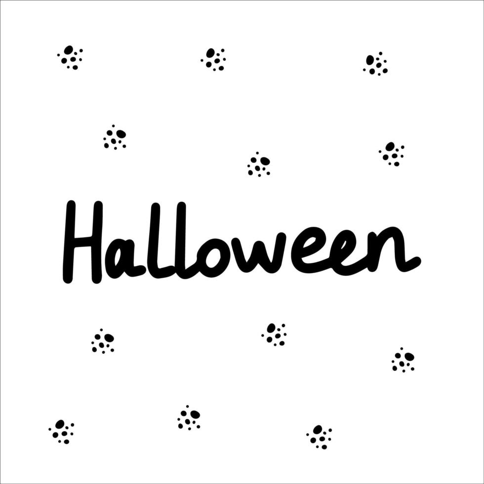 Halloween text isolated on white background. Hand drawn text in doodle style for greeting cards, posters, recipe, culinary design.  Doodle vector illustration.