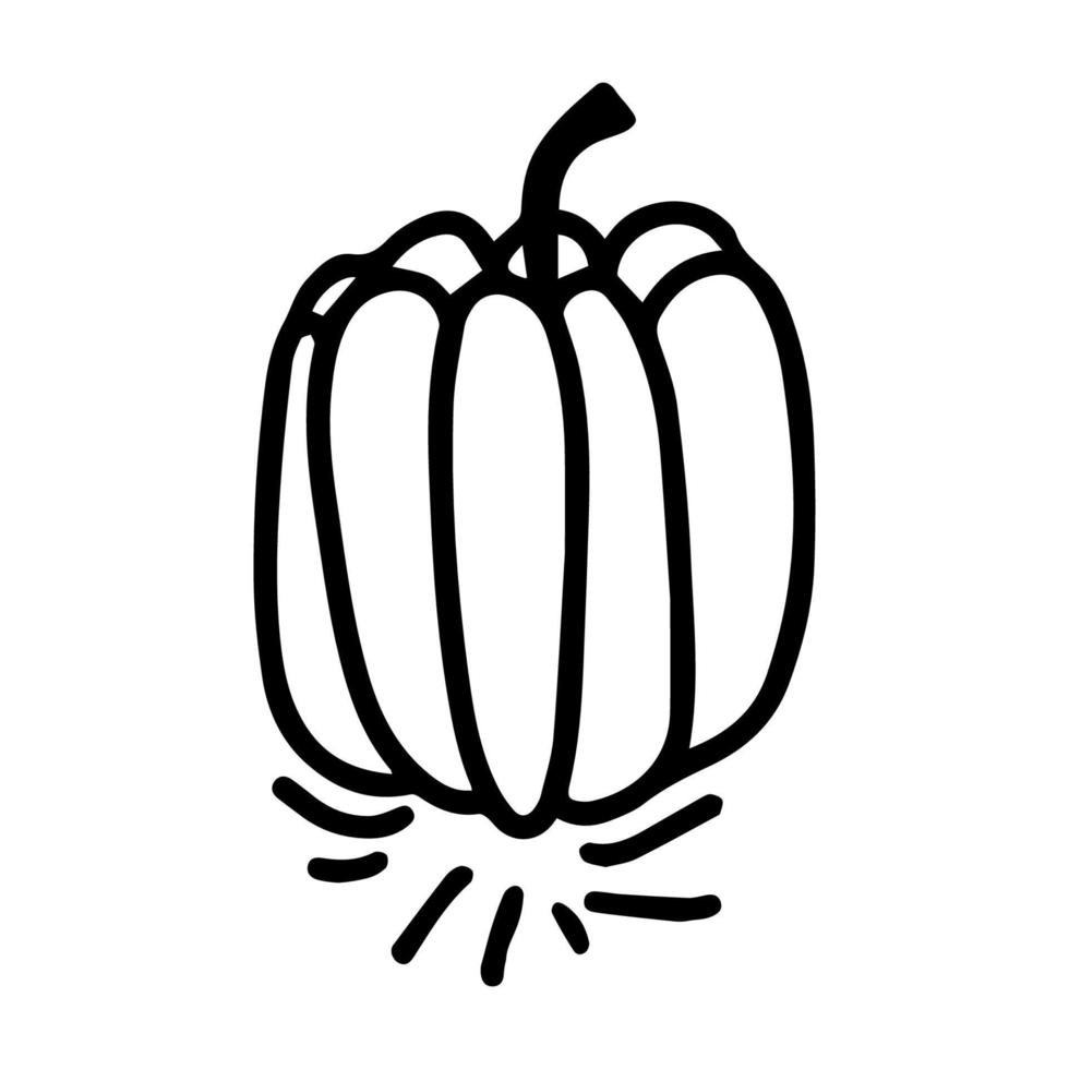 vector clipart de calabaza de halloween aislado en icono de fondo blanco. ilustración graciosa y linda para diseño de temporada, textil, decoración de sala de juegos para niños o tarjeta de felicitación. impresiones dibujadas a mano y garabatos.