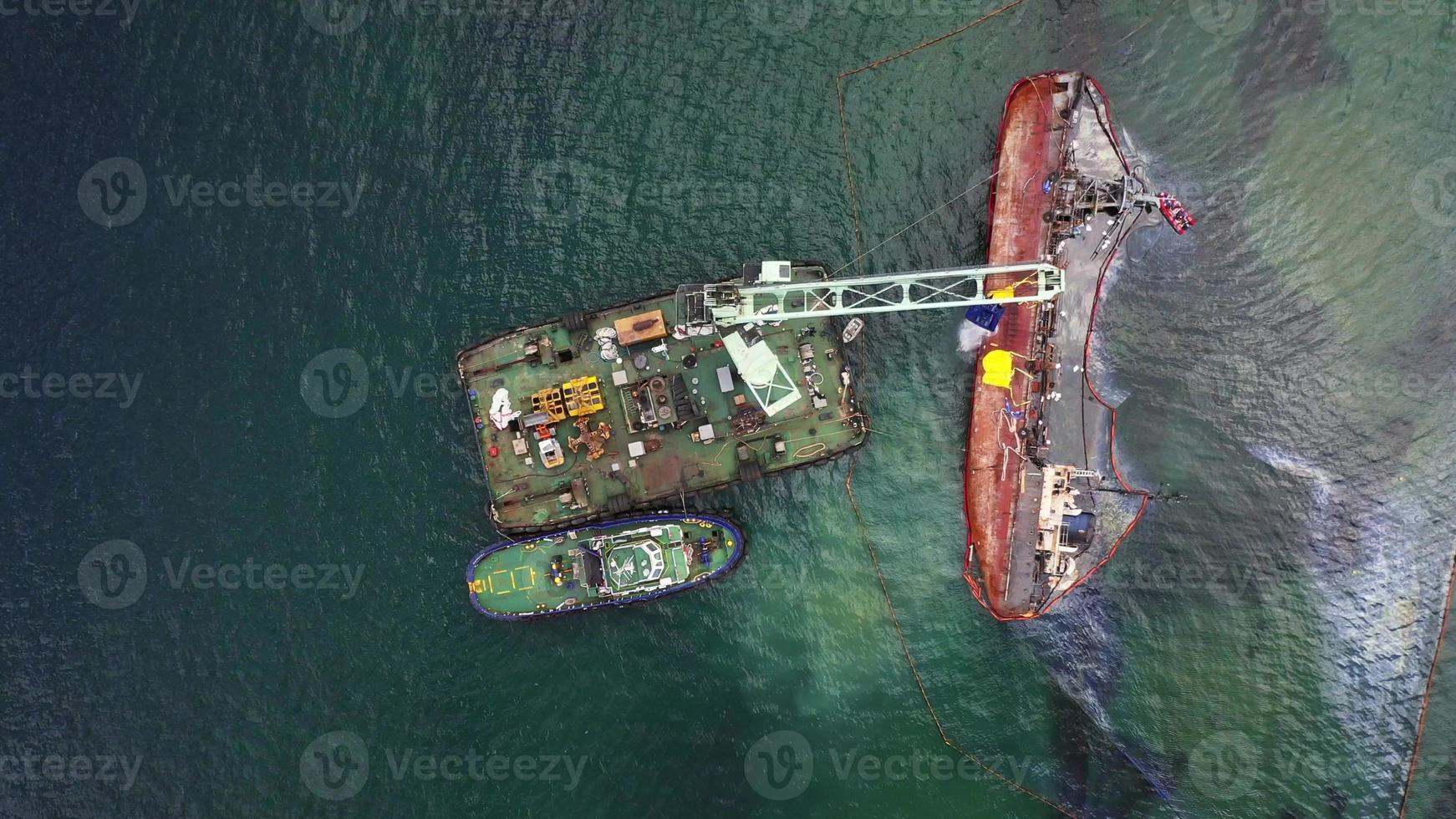 View of an old tanker that ran aground and overturned photo
