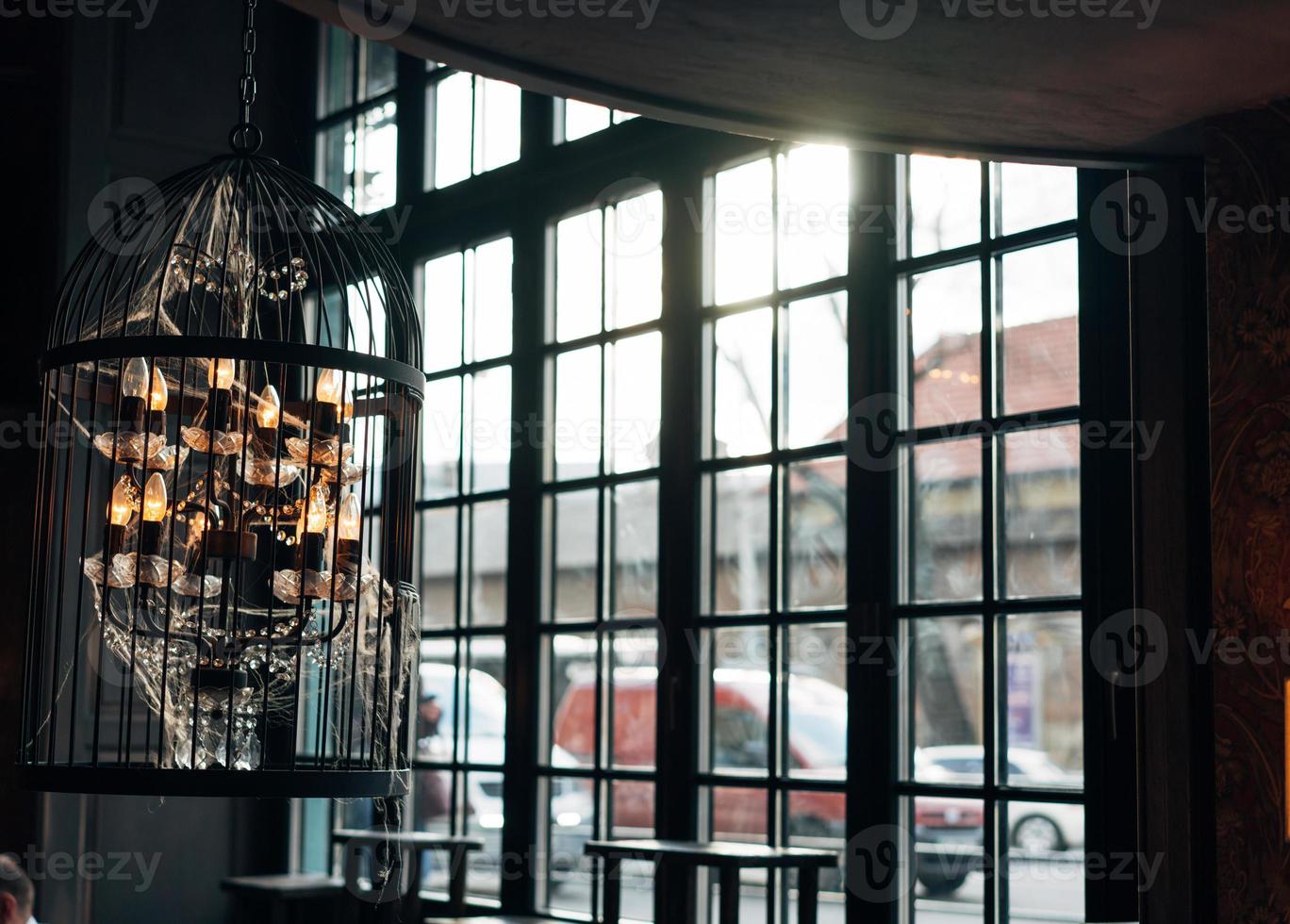 old chandelier with cobwebs photo