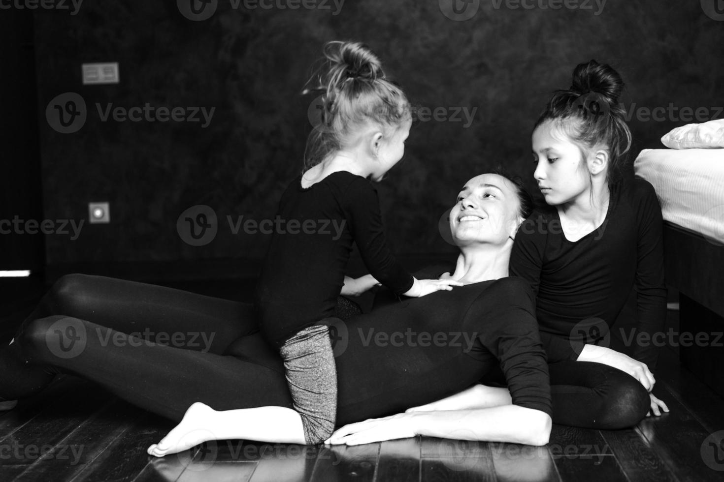 Mom and two daughters spend time together photo