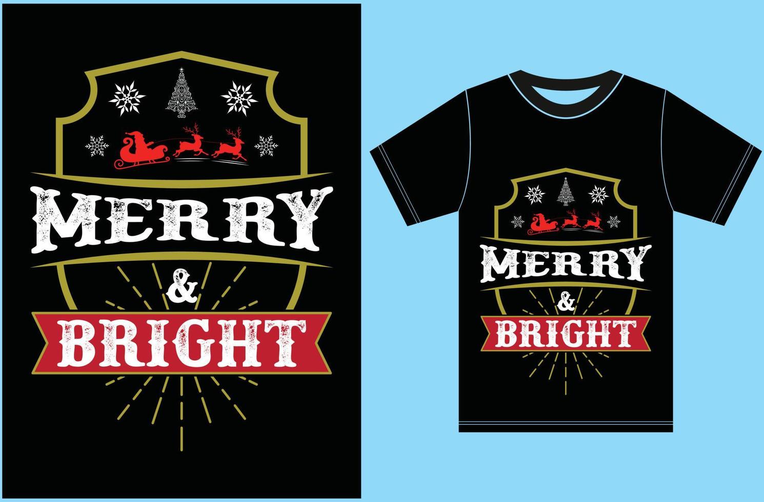 Merry And Bright. Christmas Vector Design.