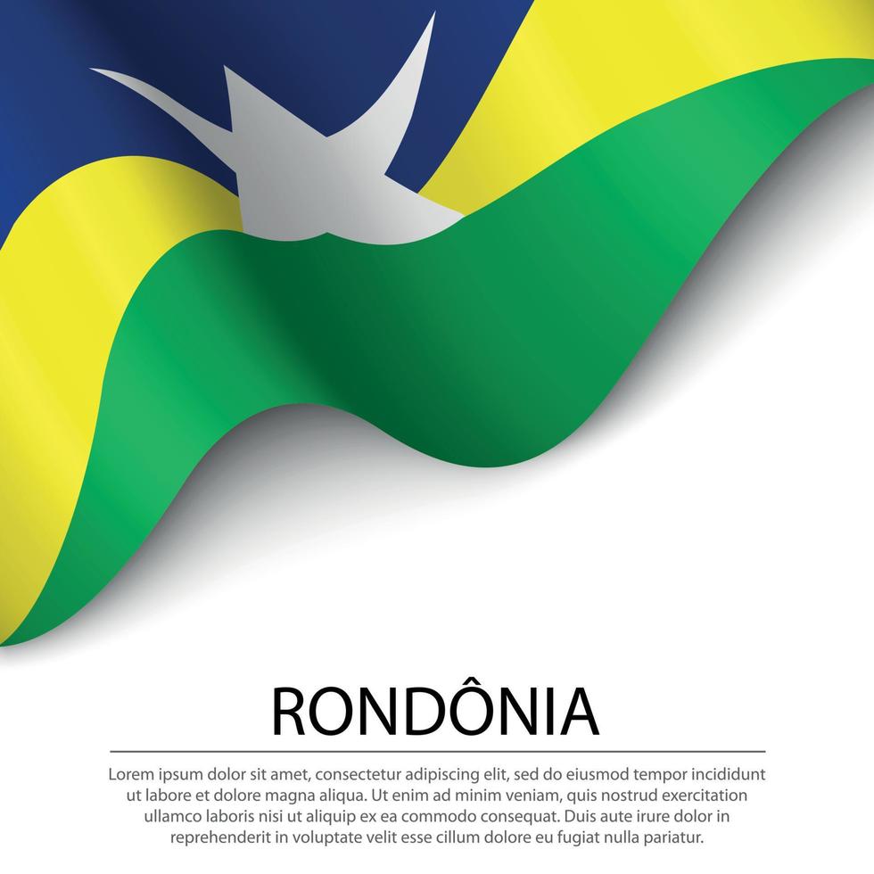 ondeando la bandera de rondonia es un estado de brasil sobre fondo blanco vector