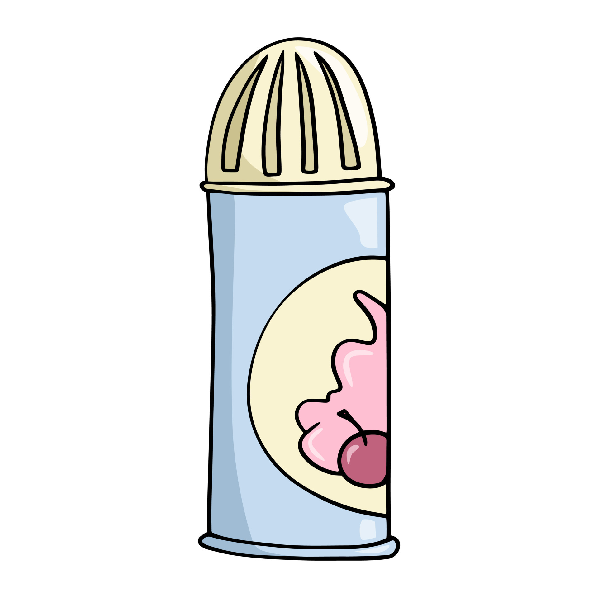 Closed package with whipped cream, vector illustration in cartoon style