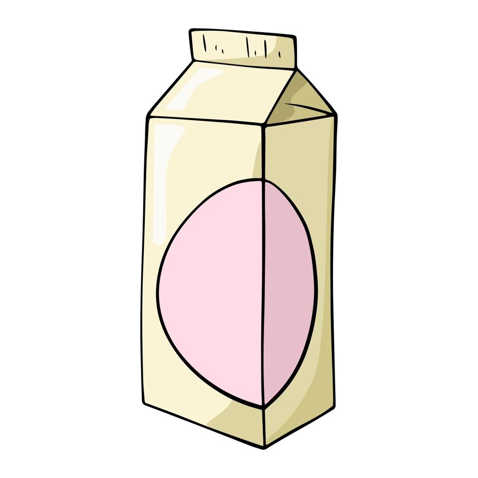 High light square packaging of milk, kefir, copy space, cartoon-style vector on a white background