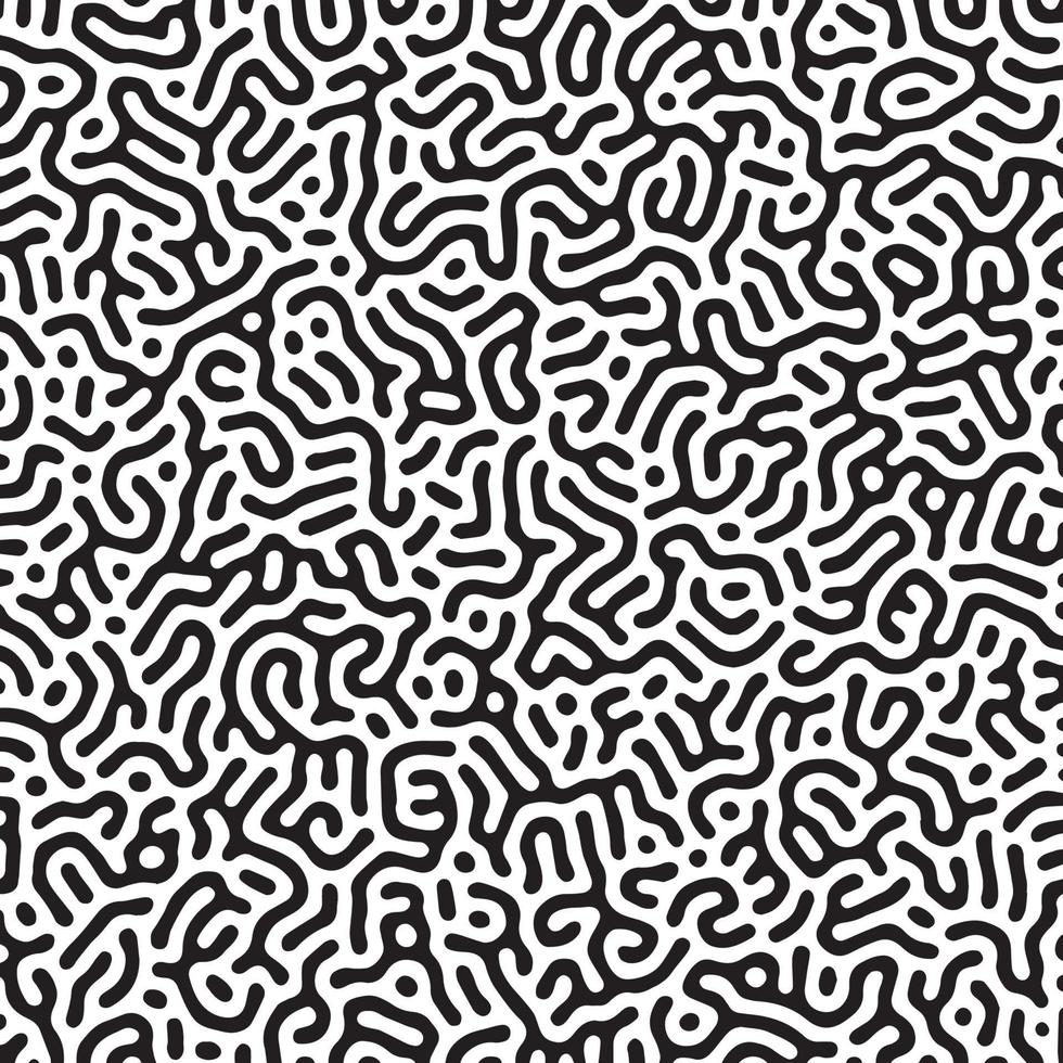 Vector black and white organic rounded lines pattern.