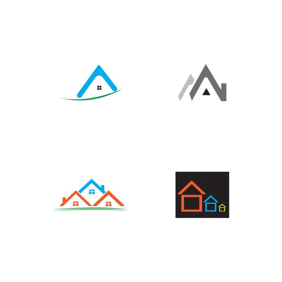 diseño de logotipo de propiedad inmobiliaria y construcción para el signo corporativo de negocios. vector