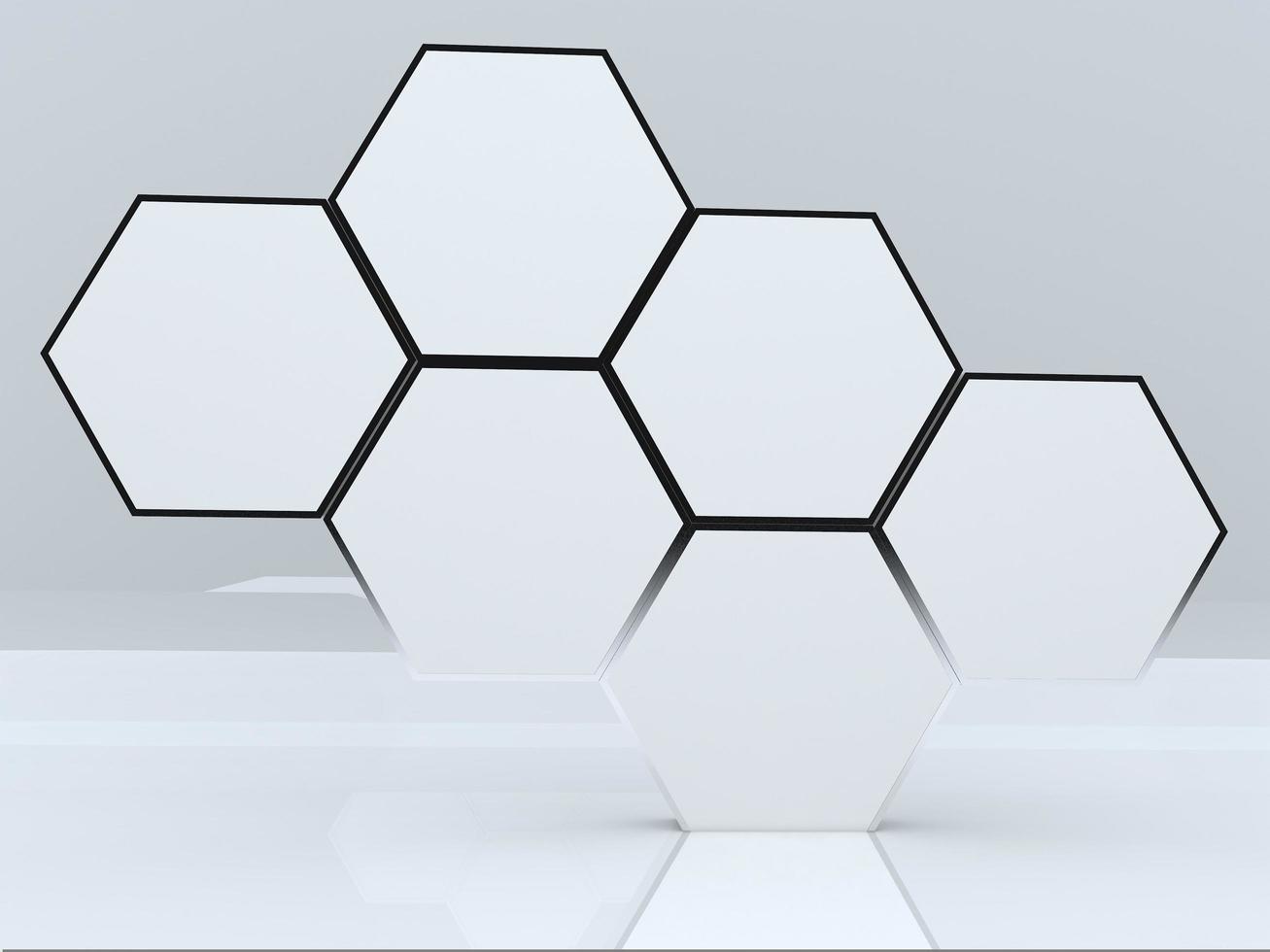 Pantalla de cuadro hexagonal abstracto en blanco 3d foto