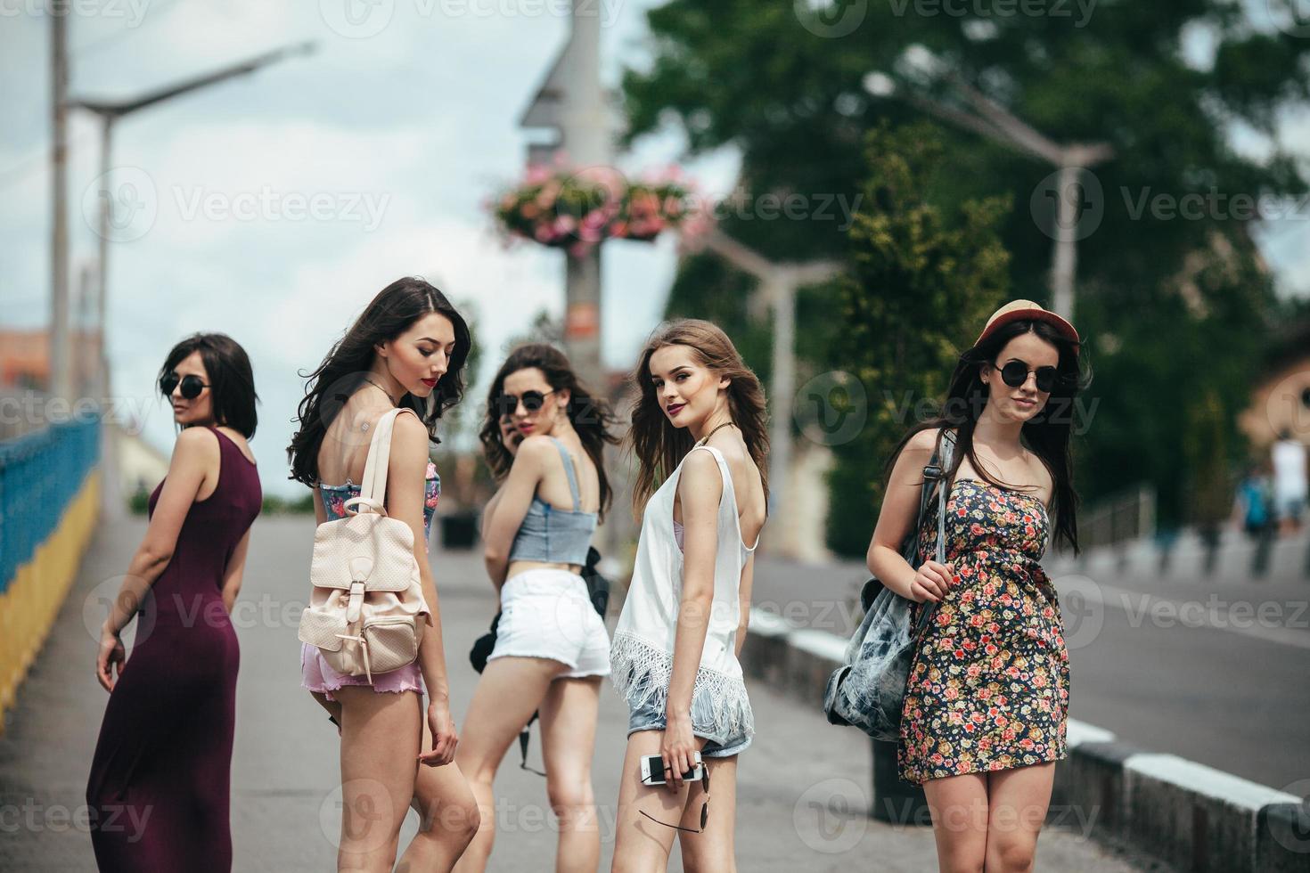 Five beautiful young girls photo