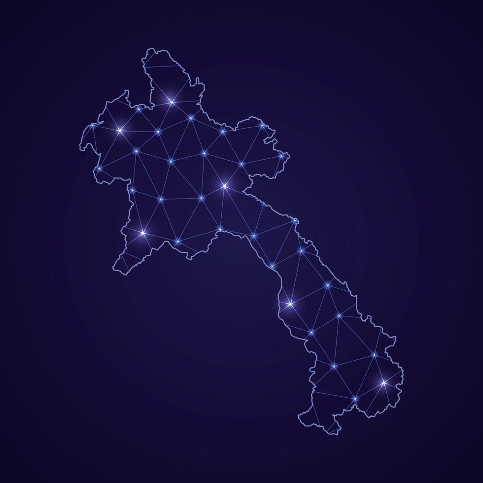 Digital network map of Laos. Abstract connect line and dot vector