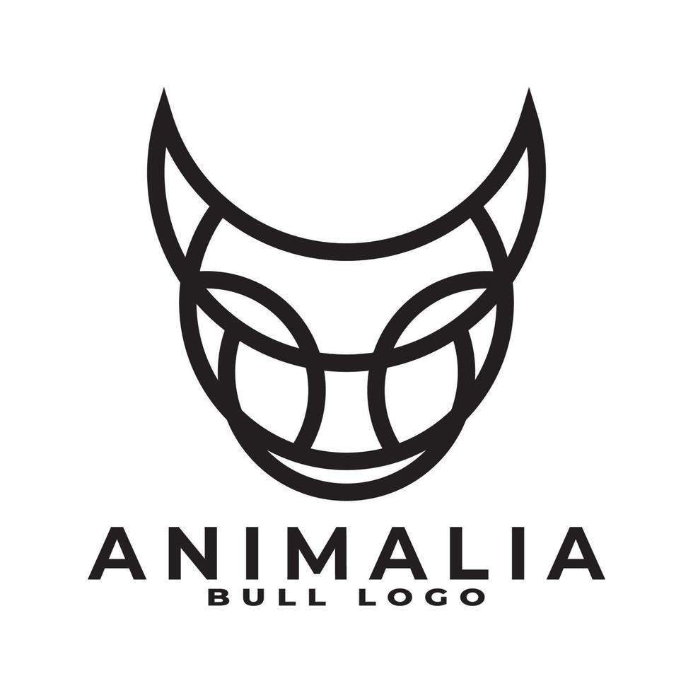 Set monoline bull logo design Vector