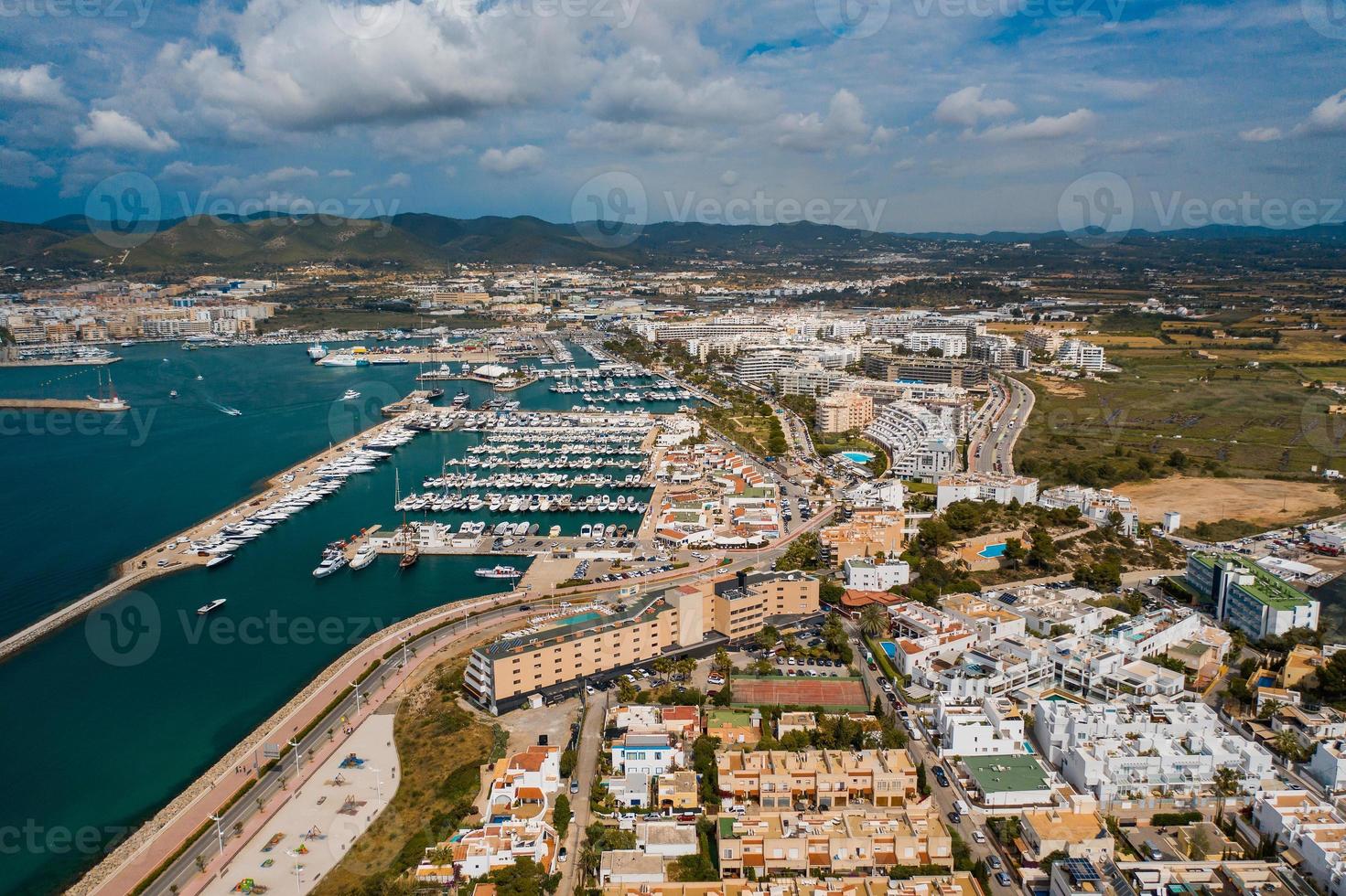 Aerial view of city port. photo