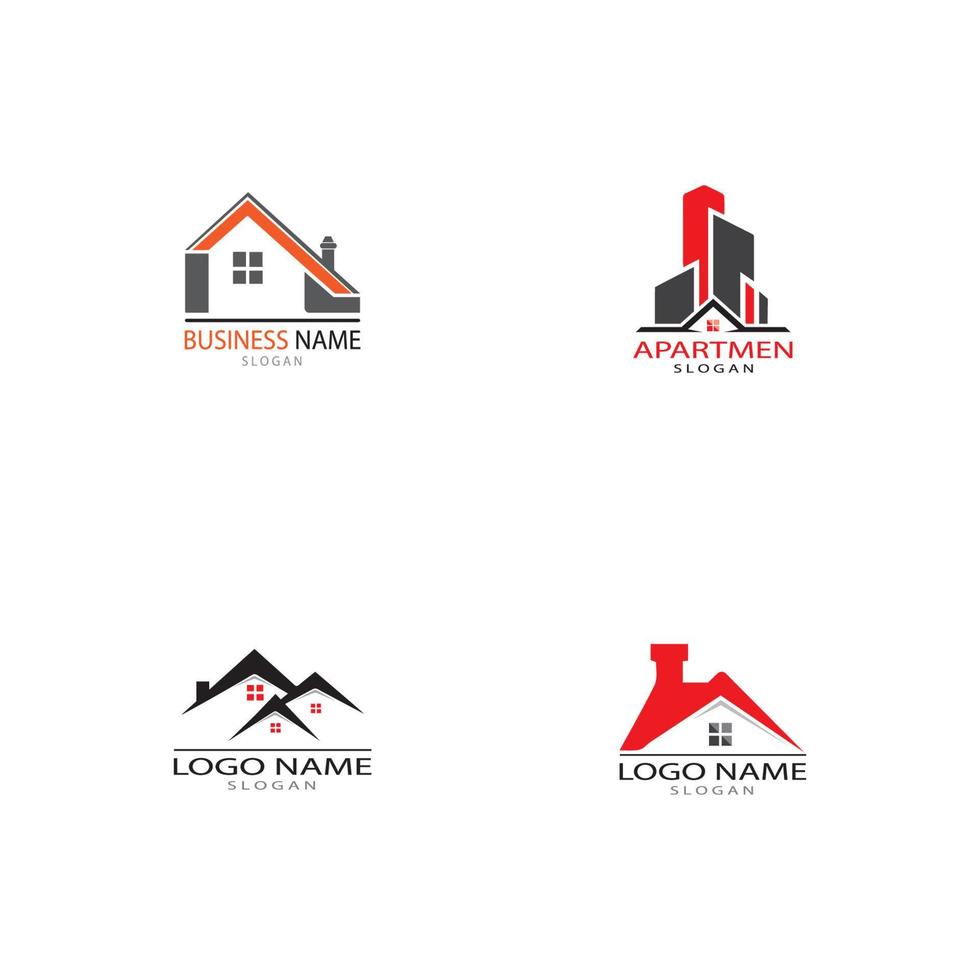 diseño de logotipo de propiedad inmobiliaria y construcción para el signo corporativo de negocios. vector