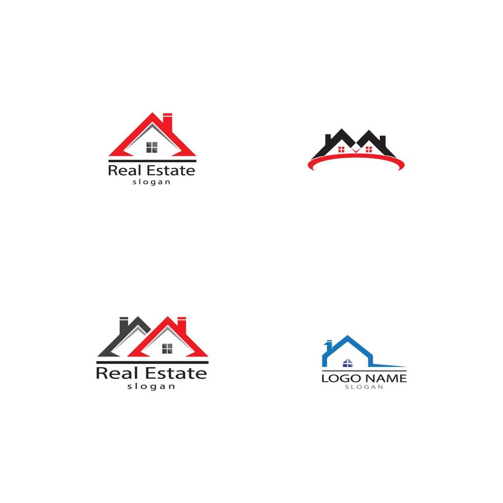 diseño de logotipo de propiedad inmobiliaria y construcción para el signo corporativo de negocios. vector