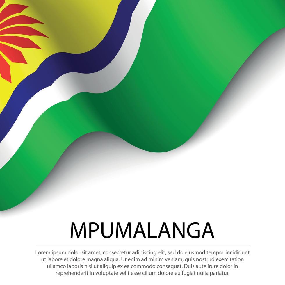 ondeando la bandera de mpumalanga es una provincia de sudáfrica en blanco vector